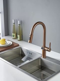 Смеситель для кухни с индикатором температуры Knotlor KN-100/RB, бронза